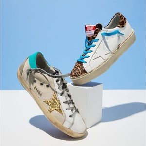 GOLDEN GOOSE Hi Star Leather & Leopard Platform Sneakers 37EU